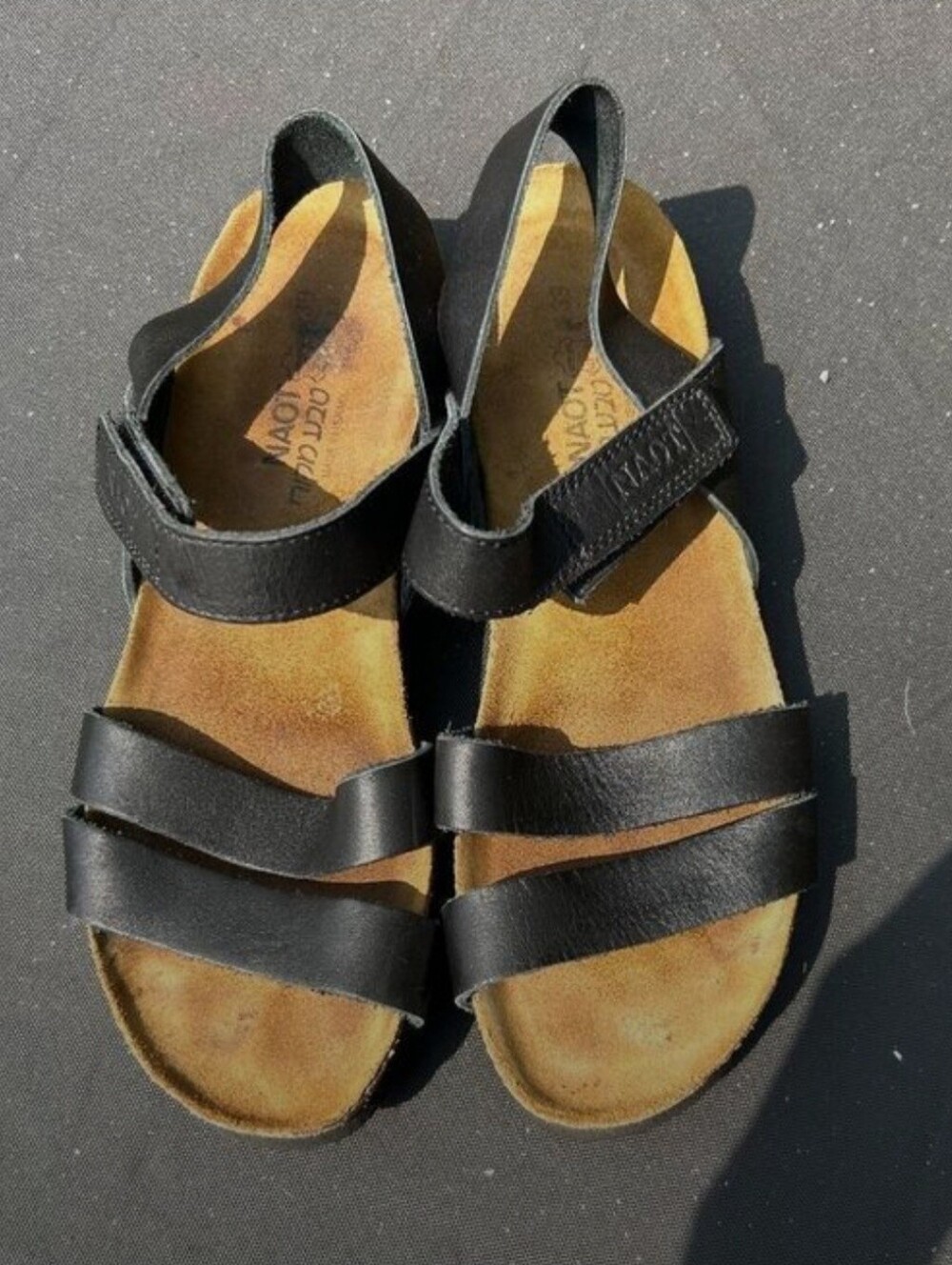 Black Naot Women's Leather Slingback Sandals